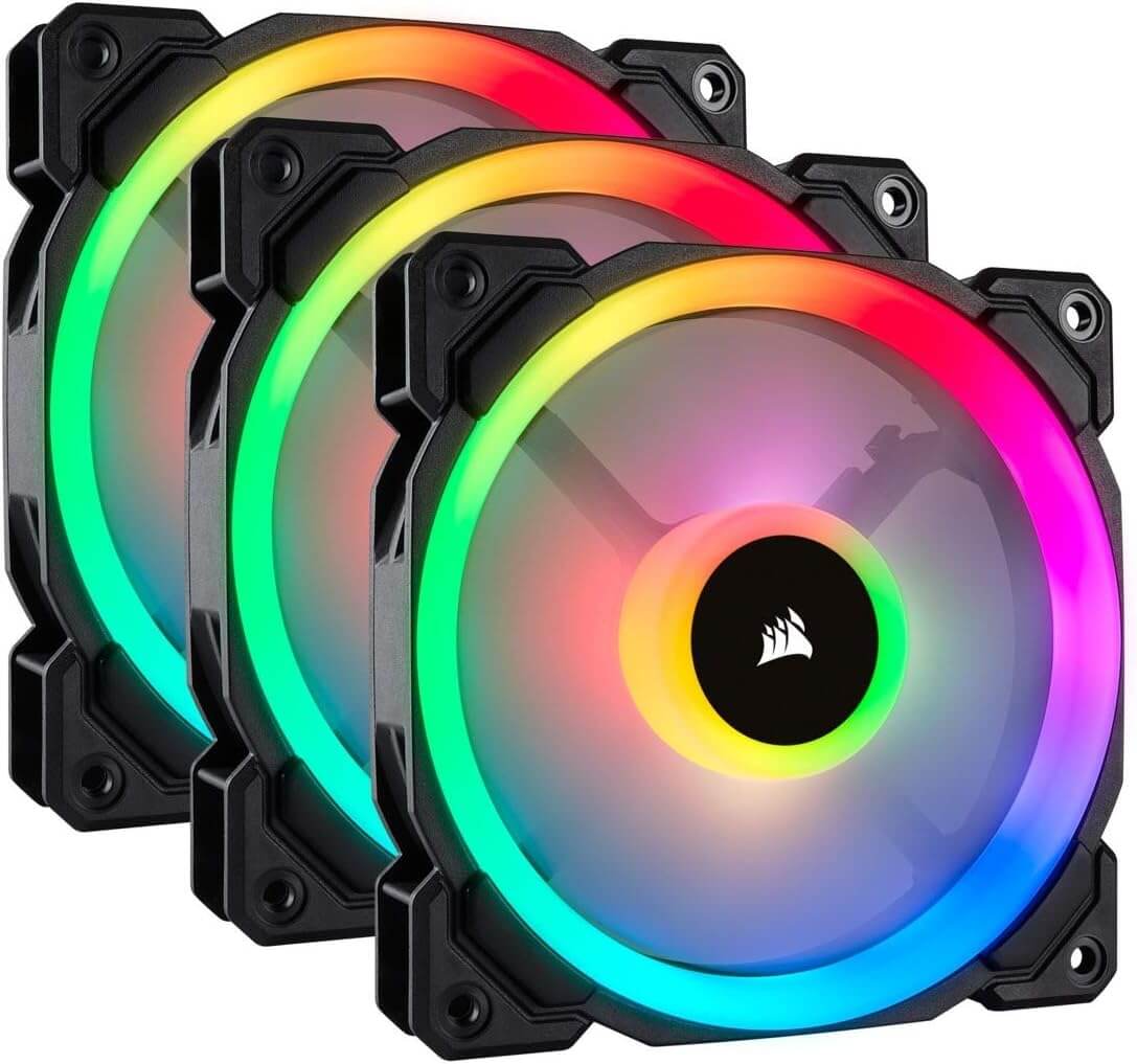 Corsair CO-9050072-WW LL120 RGB, 120mm Dual Light Loop, RGB LED PWM Fan- Black (Triple Pack), Lighting Node PRO IncludedFA