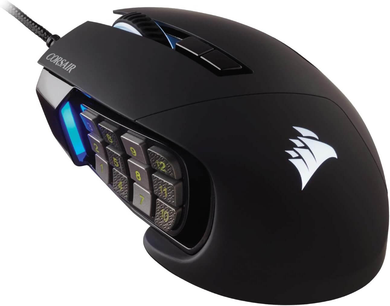 CORSAIR Scimitar RGB Elite, MOBA/MMO Gaming Mouse, Black, Backlit RGB LED, 18000 DPI, Optical (CH-9304211-NA)