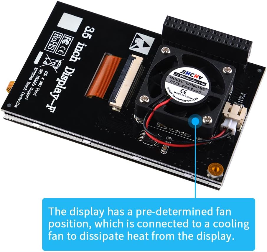 PC Mart TFT 3.5 inch Touch Screen with Case, Raspberry Pi Fan and Heatsinks, 320x480 Resolution LCD Display for Raspberry Pi 4 Model B