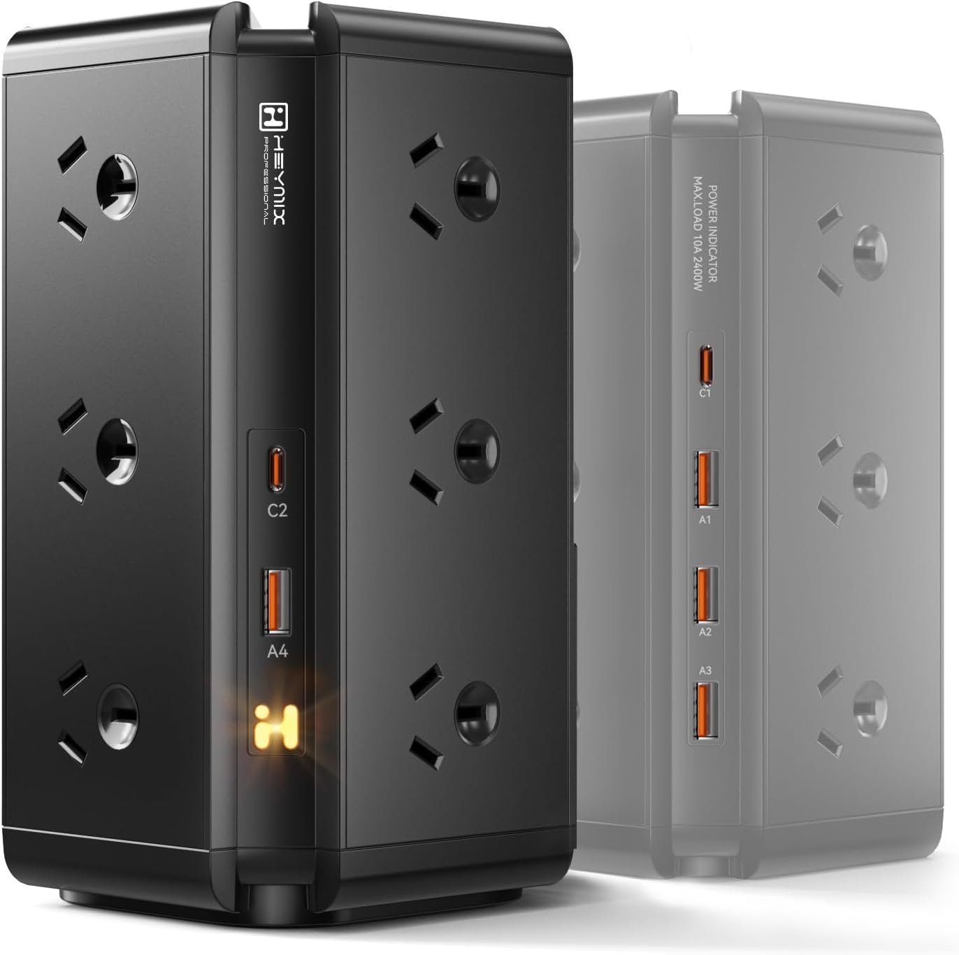 Tower Power Strip - USB C Powerboard Surge Protector 12-Outlet, 24W(Max) Power Board with 4-USB & 2 USB-C & 1.8M Extention Cord and Switch, 710J 2400W
