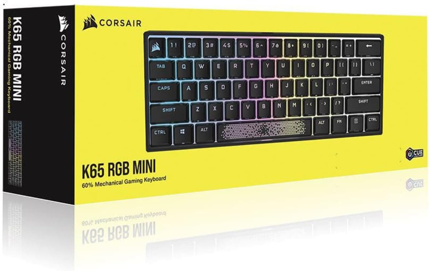 Corsair K65 RGB MINI 60% Mechanical Gaming Keyboard -Customizable Per-Key RGB Backlighting -Cherry MX Speed Mechanical Keyswitches -Detachable USB Type-C Cable -AXON Hyper-Processing Technology