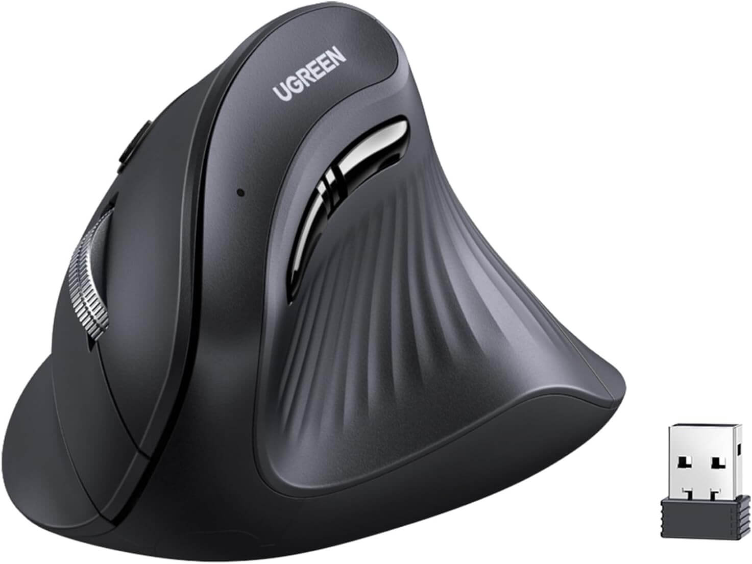 UGREEN Vertical Ergonomic Mouse, Bluetooth & 2.4G, Silent Quiet Clicks, 5 Buttons, 4000 DPI & 4 Adjustable DPI, for Laptop, Mac, Chromebook, PC, Windows, Black