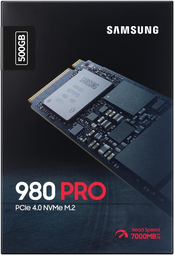 Samsung MZ-V8P500BW 980 PRO PCle 4.0 NVMe M.2 Internal Solid State Drive, 500 GB Capacity Black