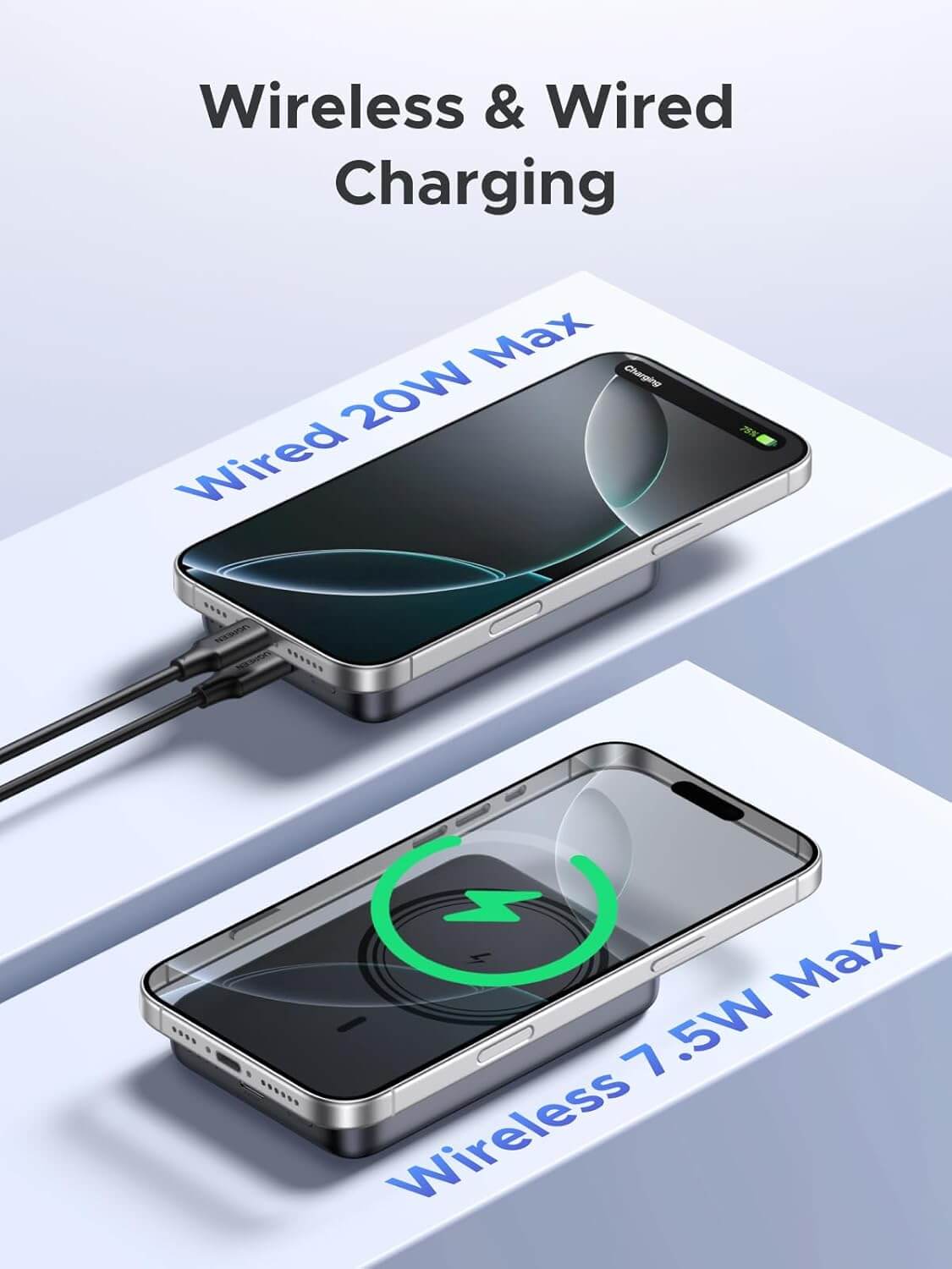 UGREEN Magsafe Power Bank 10000mAh Wireless Portable Charger 20W PD Fast Charging Magnetic Battery Pack Powerbank Compatible with iPhone 17 Pro Max/iPhone Air/16 Plus/15/14/13/12 Series, Black