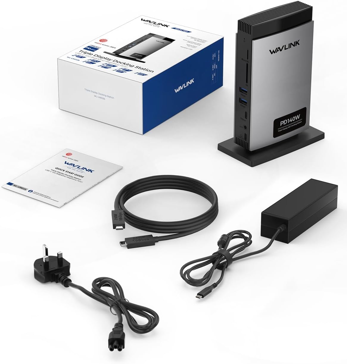 WAVLINK Laptop Docking Station 3 Monitors(Max Resolution: Single 8K or Triple 4K), 11-in-1 USB C Docking Station with 125W PD3.1 Pass-Through & Power Adapter, HDMI + 2* DP, for MacBook M1–M4 & Windows