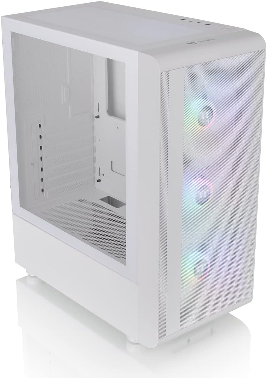Thermaltake S200 Mesh ARGB Tempered Glass Mid Tower Case Snow Edition, CA-1X2-00M6WN-00, White