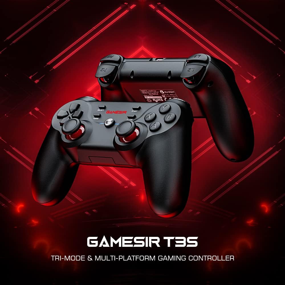 GameSir T3s Wireless Controller, PC Controller for Windows 7/8/10/11, Game Controller Joystick with Dual-Vibration, Bluetooth Game Controller for Switch/Android/iPhone,Mobile Gamepad for Apple Arcade MFi Games with Adjustable Vibration