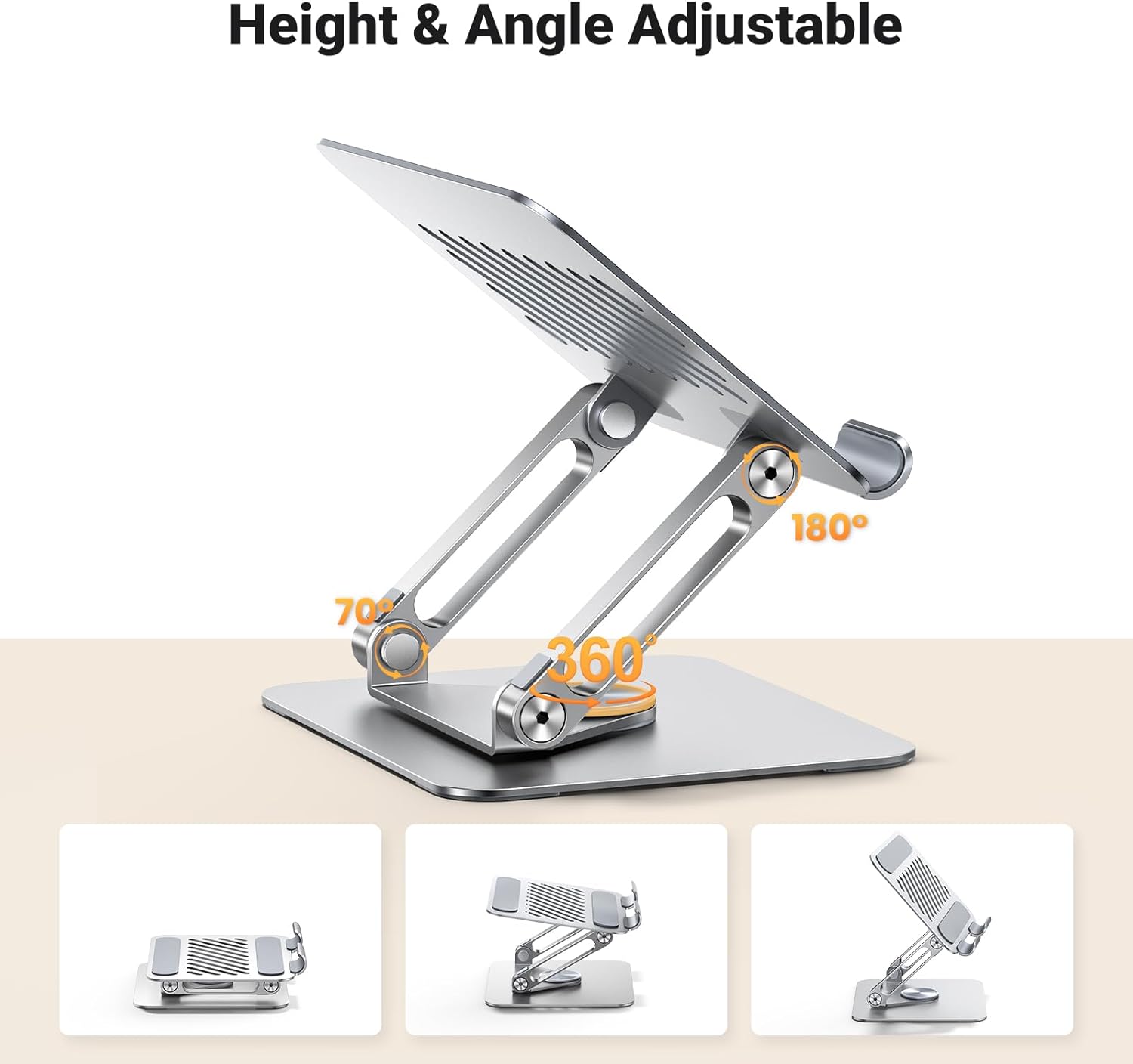 UGREEN Tablet Stand for Desk 360° Rotating Adjustable Holder Foldable, Compatible with iPad Pro Air Mini, Galaxy Tab, iPhone 16 Pro Max, and More 4''-13'' Devices