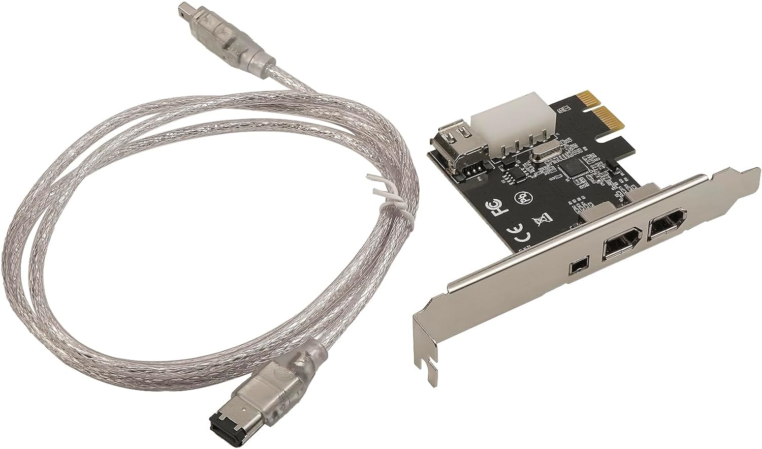 PCIe 4 Ports 1394A Firewire Expansion Card Fit for Desktop PCs,3X 6Pin and 1X 4Pin PCI Express Controller IEEE 1394A Firewire 400 Adapter with Low Profile Bracket and Cable