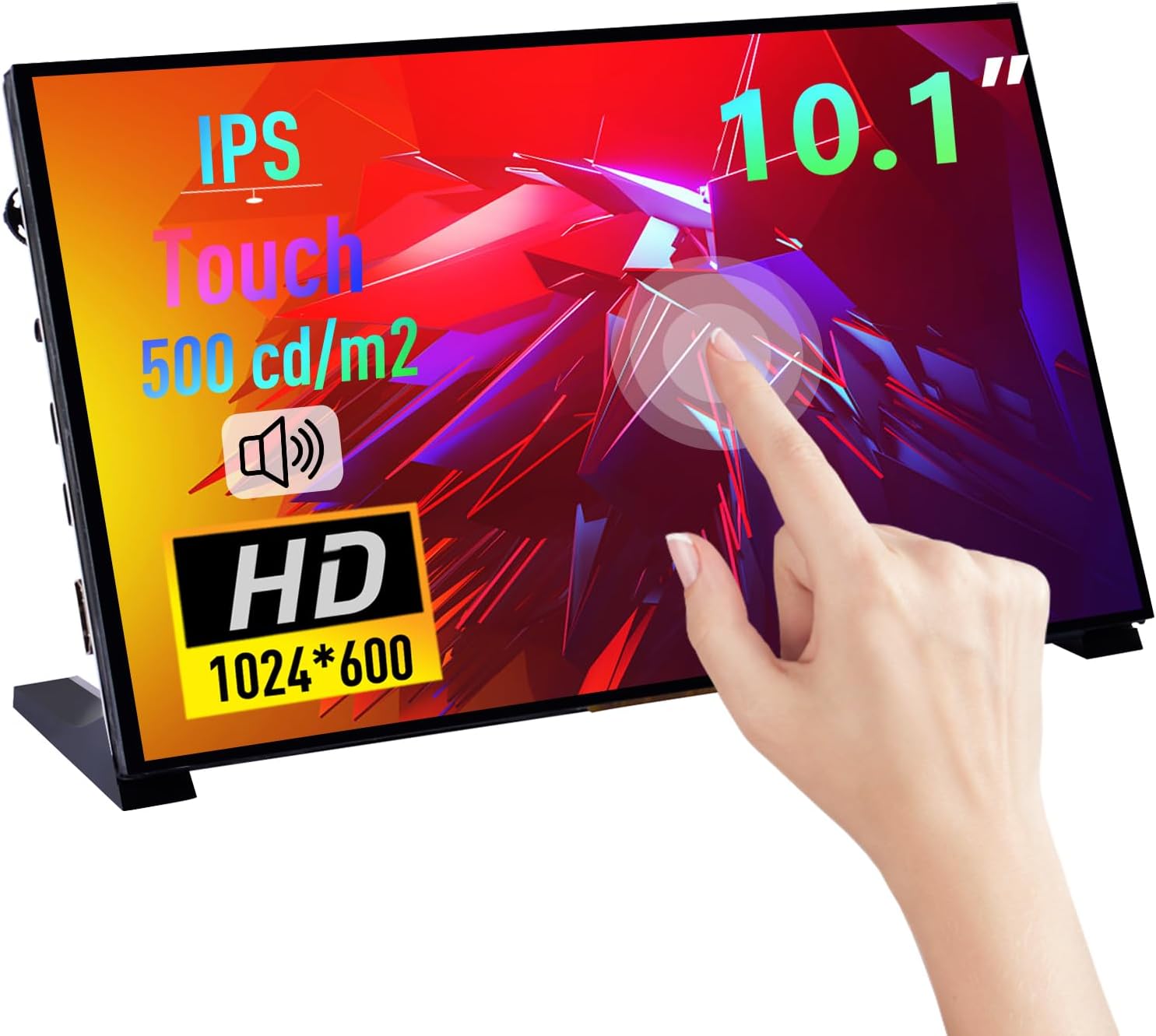 PC Mart 10.1 Inch LCD Screen for Raspberry Pi, 1024x600 IPS LCD Display, HDMI Portable Monitor for Raspberry Pi 5/Pi 4B/3B+/3B/B+/Zero/400, Win11/10/8/7 (Touch Screen)