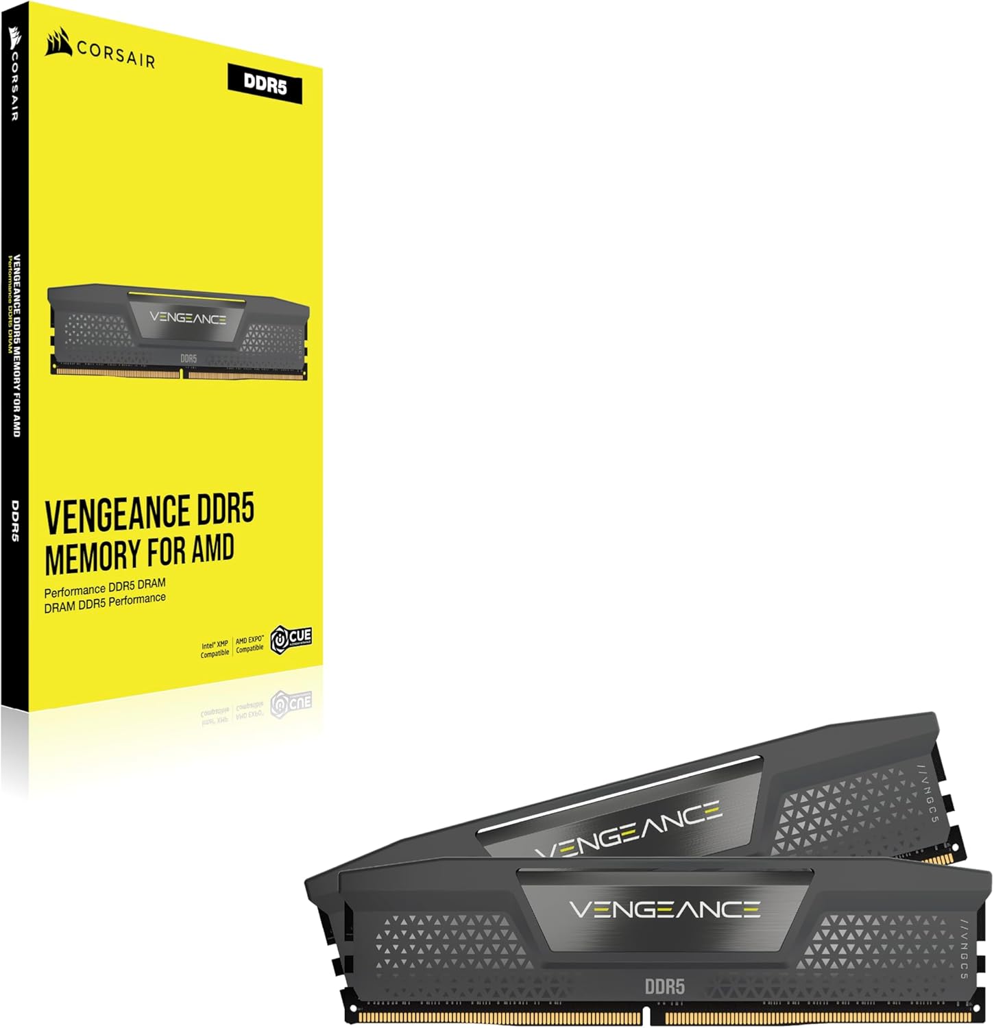 CORSAIR Vengeance DDR5 RAM 96GB (2x48GB) 6000MHz CL36-44-44-96 1.4V AMD Expo Intel XMP 3.0 Desktop Computer Memory – Grey