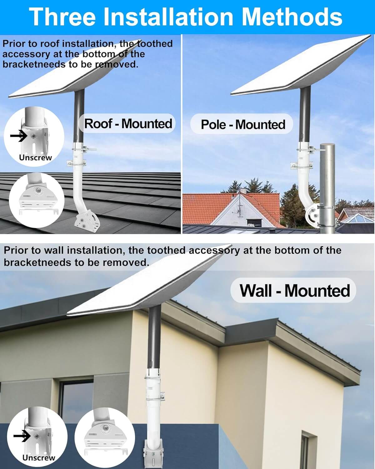 Starlink Mount - Starlink Satellite Antenna J Pole Mounting Kit for Pole or Wall or Roof Installation, Compatible with V2 Rectangular Dish, Versatile Mounting Solution (Bracket Only)