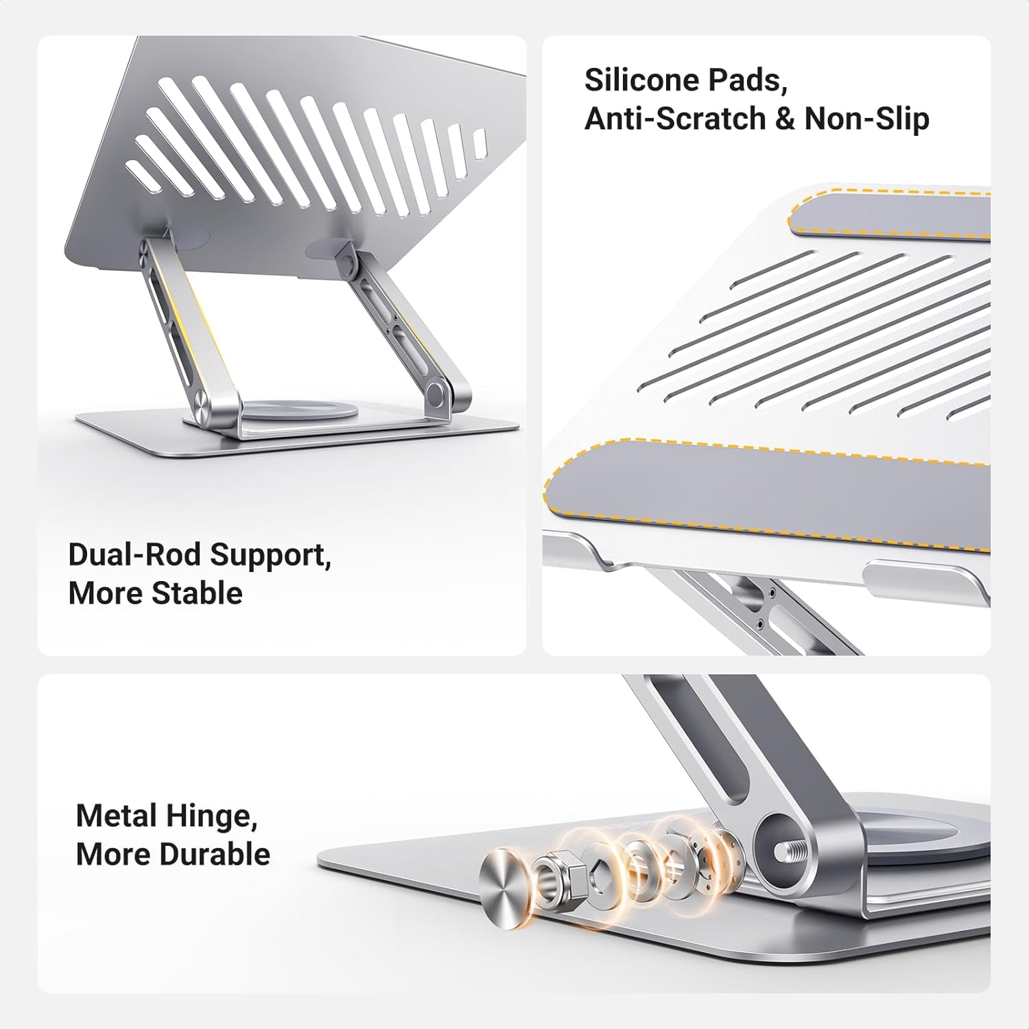 UGREEN Laptop Stand for Desk Holder with 360° Rotating Base, Adjustable Computer Riser Ergonomic, Compatible with MacBook, Notebook, up to 17.3 Inch