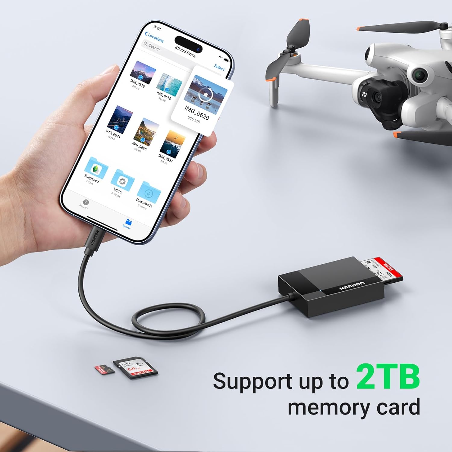 UGREEN USB C SD 4-in-1 External Memory Card Reader for SD Micro SD TF MS Memory Stick CF Compact Flash Camera Adaptor Compatible with iPhone 16/15 Pro Max, MacBook Air, iPad, Galaxy S24