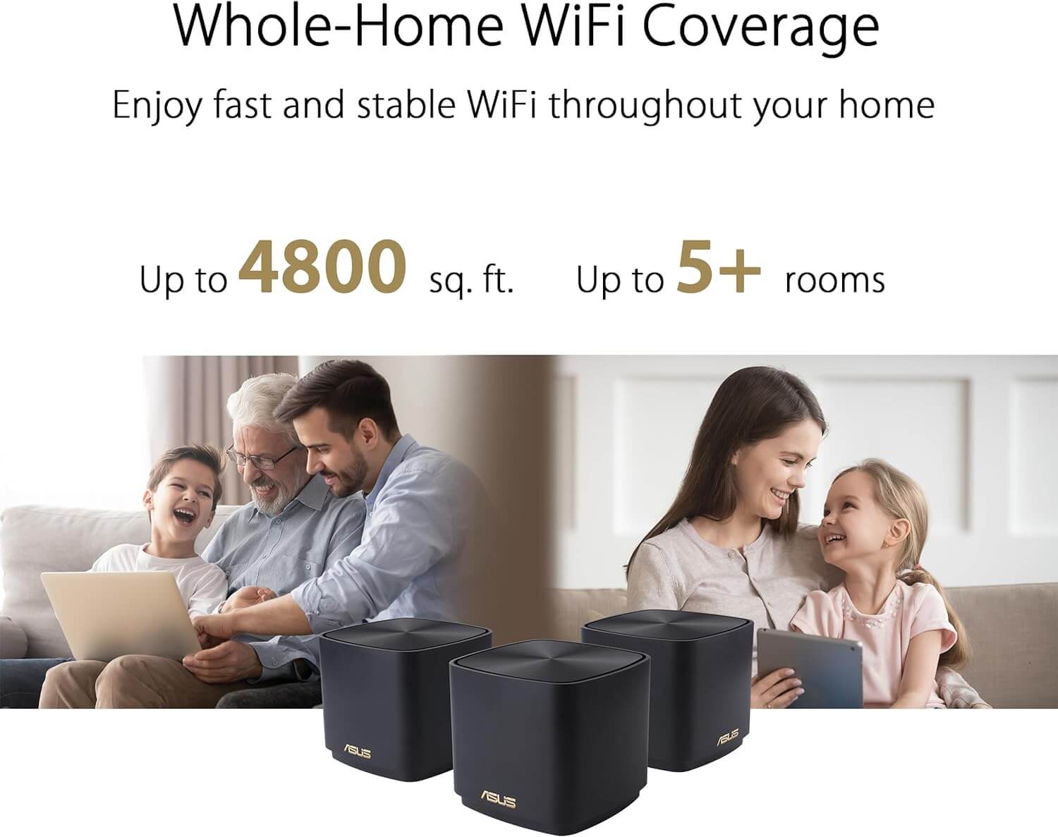 ASUS ZenWiFi XD4S AX1800 WiFi 6 Mesh Router (3 Pack), Coverage up to 4800 sq ft, Subscription-Free Network Security, Built-in Parental Control, Instant Guard, VPN, Easy Setup via ASUS Router App access point