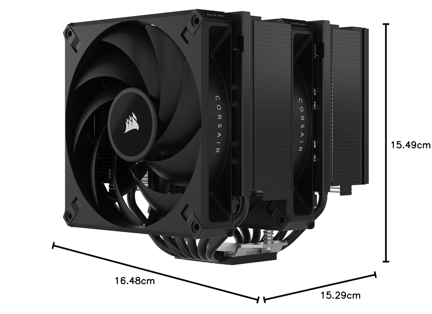 CORSAIR A115 High-Performance Tower CPU Cooler — Cools up to 270W TDP - Slide-and-Lock Fan Mount - Two Corsair AF140 Elite Fans - Easy to Install - Pre-Applied Thermal Paste — Black