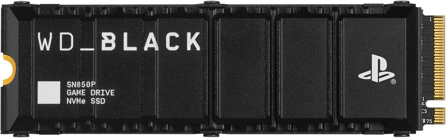 WD_BLACK 2TB SN850P NVMe M.2 SSD with heatsink, officially licensed for PS5 consoles, up to 7,300MB/s.