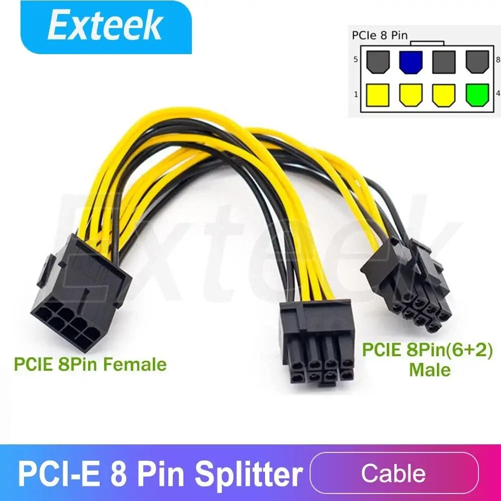 8 Pin Female to Dual Male PCI Express Video Card Power Cable