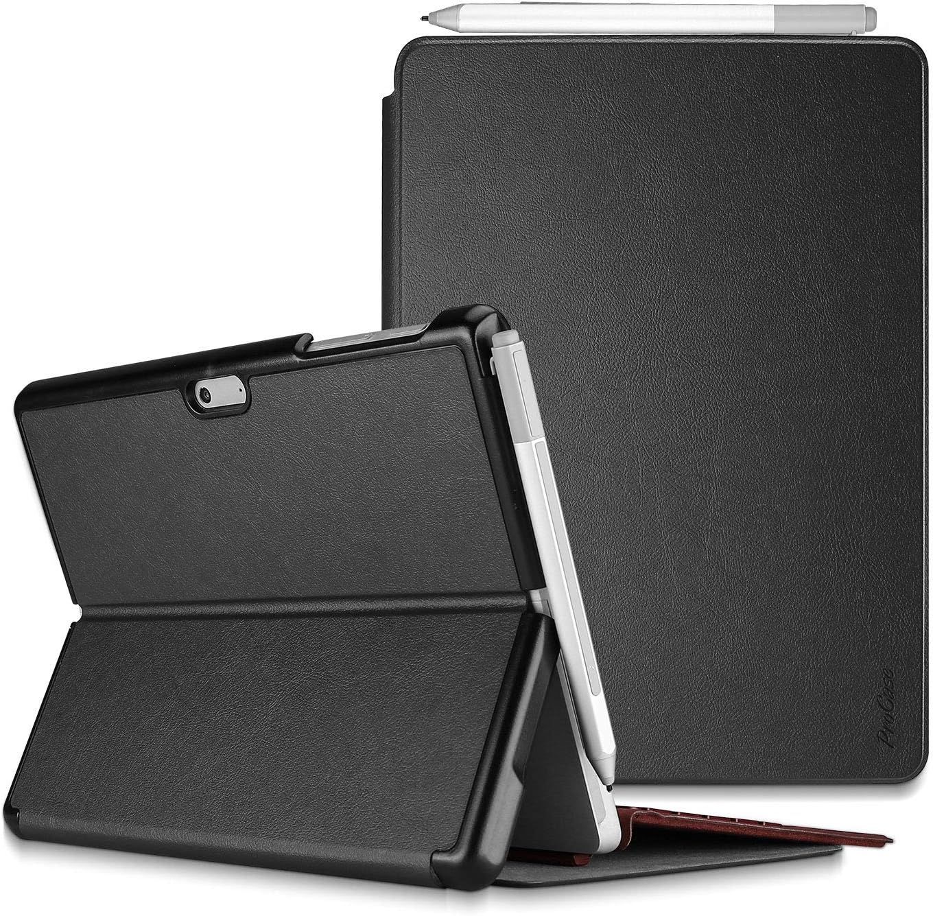 ProCase Microsoft Surface Pro 7 Plus / Pro 7 / Pro 6 / Pro 5 /Pro 2017 / Pro 4 / Pro LTE Case, Slim Light Smart Cover Stand Case with Built-in Surface Pen Holder, Compatible with Surface Type Cover -Black