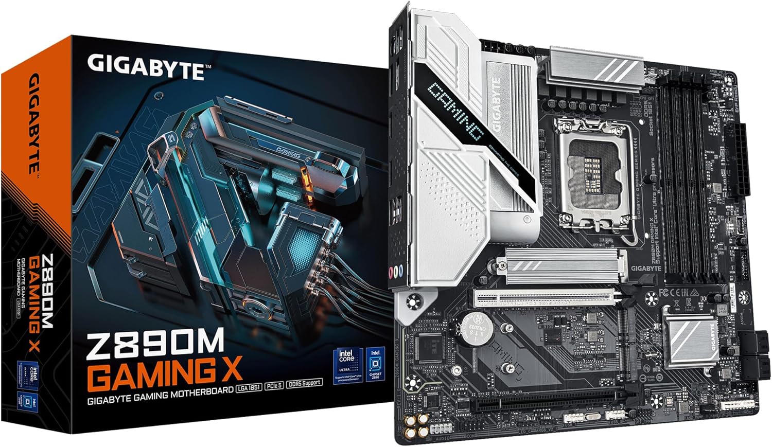 GIGABYTE Z890M Gaming X Motherboard - Supports Intel Core Ultra (Series 2) CPUs, 8+1+2 Phases VRM, up to 8800MHz DDR5 (OC), 1xPCIe 5.0 + 2xPCIe 4.0, 2.5GbE LAN, USB 3.2 Gen 1