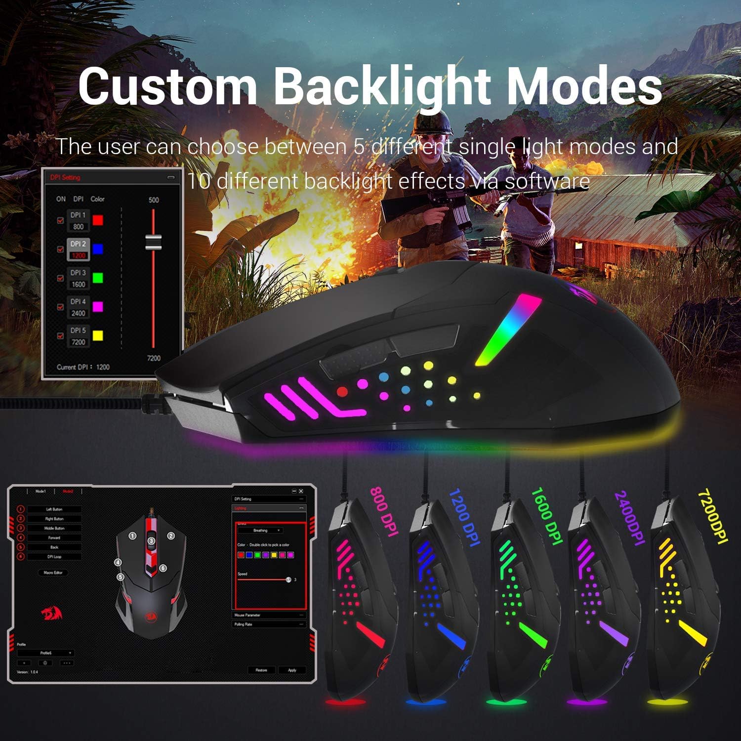 Redragon M601 Gaming Mouse Wired with red led, 3200 DPI 6 Buttons Ergonomic CENTROPHORUS Gaming Mouse for PC