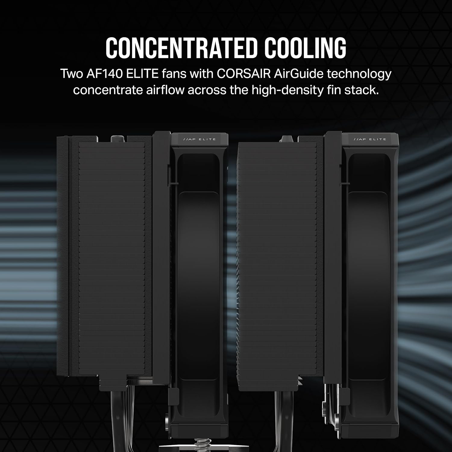 CORSAIR A115 High-Performance Tower CPU Cooler — Cools up to 270W TDP - Slide-and-Lock Fan Mount - Two Corsair AF140 Elite Fans - Easy to Install - Pre-Applied Thermal Paste — Black