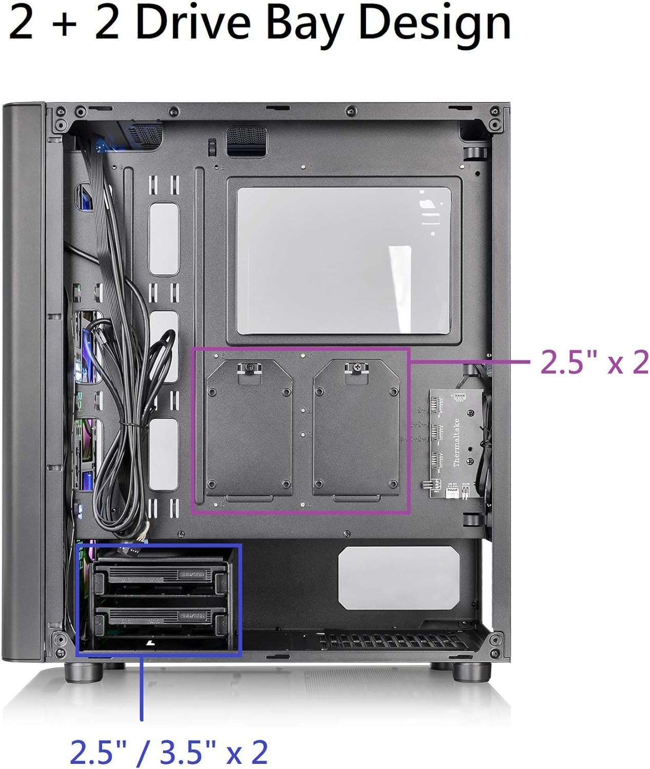 Thermaltake V250 Motherboard Sync ARGB ATX Mid-Tower Chassis with 3 120mm 5V Addressable RGB Fan + 1 Black 120mm Rear Fan Pre-Installed CA-1Q5-00M1WN-00