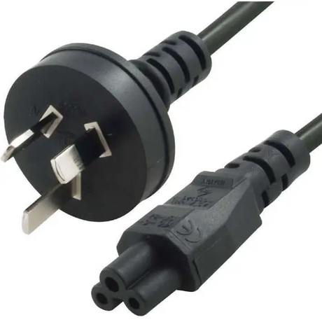 8ware AU Power Lead Cord Cable 2m - 3-Pin to Cloverleaf Plug IEC 320-C5 Mickey Type Black 240V 7.5A 3 core