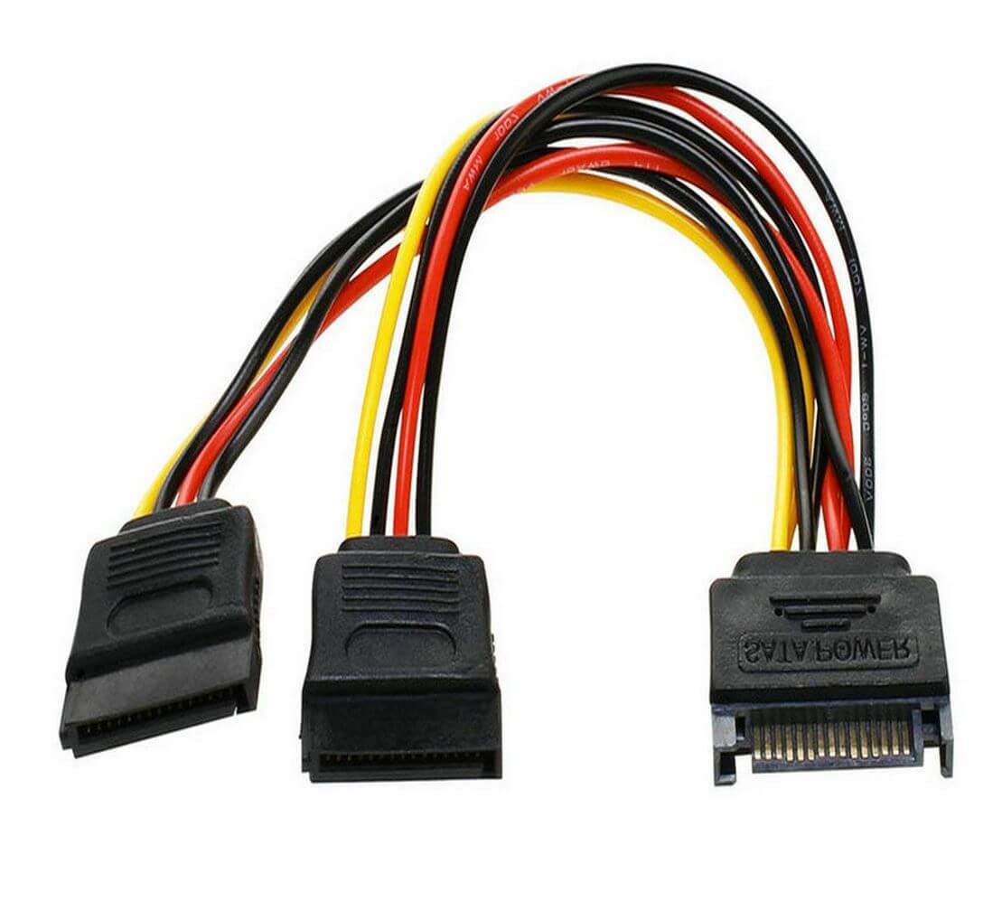 8Ware HDD SATA Power Splitter Y Cable Adapter 15cm 1x 15-pin to 2x 15-pin Male to Female 1 to 2 Extensionconsumables