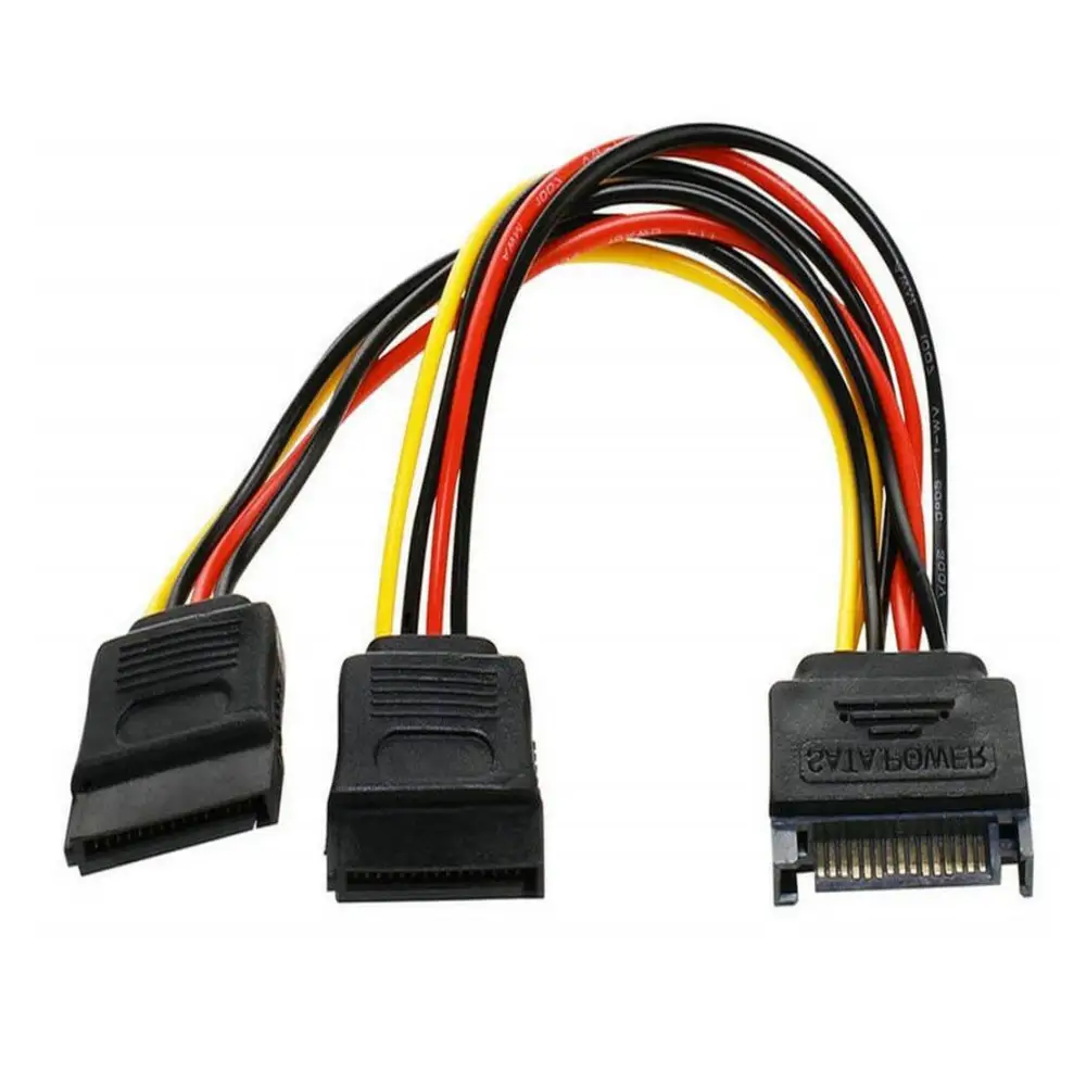 8Ware HDD SATA Splitter Y Cable Adapter 15cm 1x 15-pin to 2x Male Female 1 2 Extension