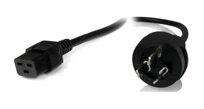 8Ware Power Cable 2m 3-Pin AU to IEC C19 Male Female 10A Electrical Safety Black