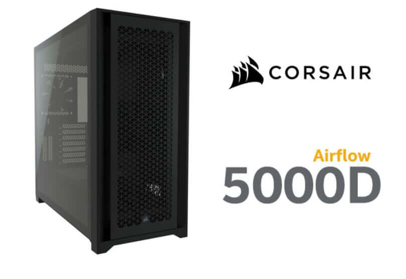 Corsair 5000D AIRFLOW E-ATX, ATX, USB Type-C, 2x 120mm Airguide Fans, Radiator 360mm. 7x PCI, 4x 2.5" SSD, 2x 3.5" HDD. VGA 420mm. Black Tower Case