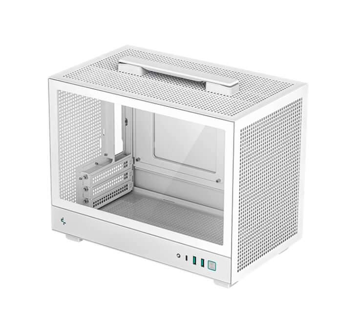 DeepCool CH160-WH Ultra-Portable Mini-ITX Case, Mesh & Glass Panels, Full Sized Air Cooler Support, Carry handle 336×200×283.5mm
