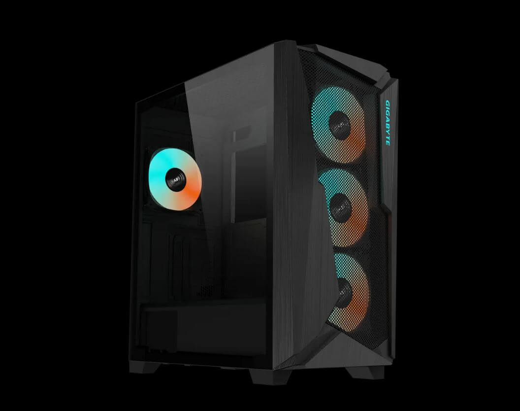 Gigabyte C301V2 RGB Tempered Glass E-ATX Black Mid Tower Gaming Chassis 2x3.5" 2x2.5" 2xUSB3.0 Detachable Dust Filter Liquid Cooling PSU Standard ATX