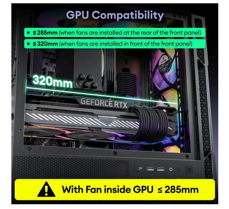 OKINOS Cypres 3 ARGB Micro ATX Case, 4 × 120mm ARGB Non-PWM Case Fans Pre-Installed, MATX PC Case, Temper Glass Side Panel, with Type-C, Black