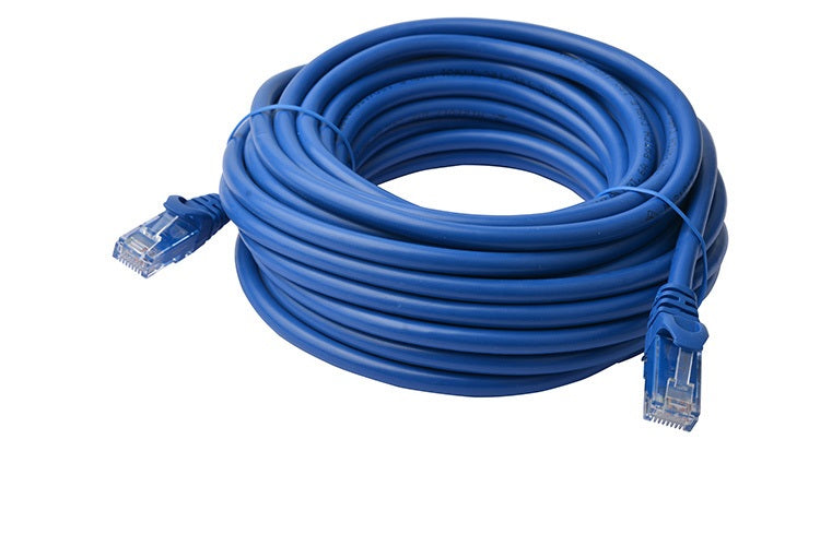 8Ware CAT6A 20m blue RJ45 ethernet network LAN cable, snagless design, full copper core for high-speed connections.