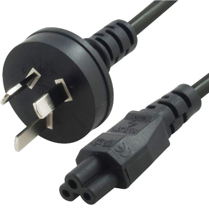 8ware AU Power Lead Cord Cable 2m - 3-Pin to Cloverleaf Plug IEC 320-C5 Mickey Type Black 240V 7.5A 3 core for Notebook/Laptop AC Adapter ~UPAT-IECM-1