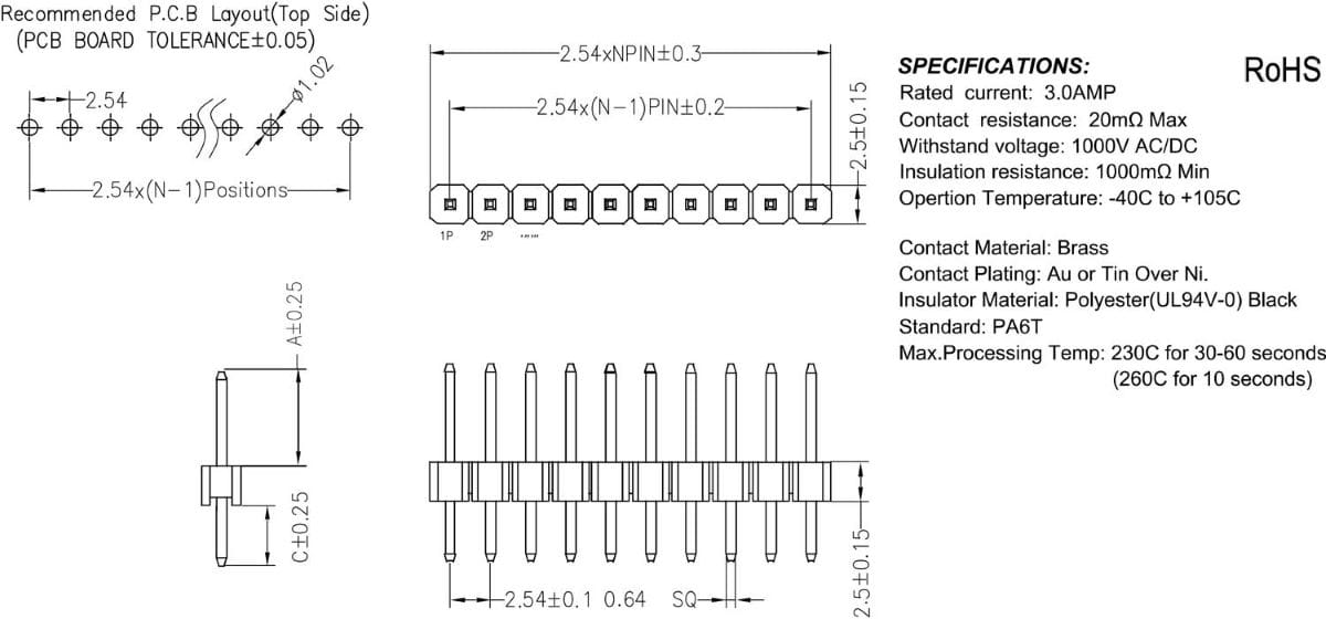 male header specification and drawings