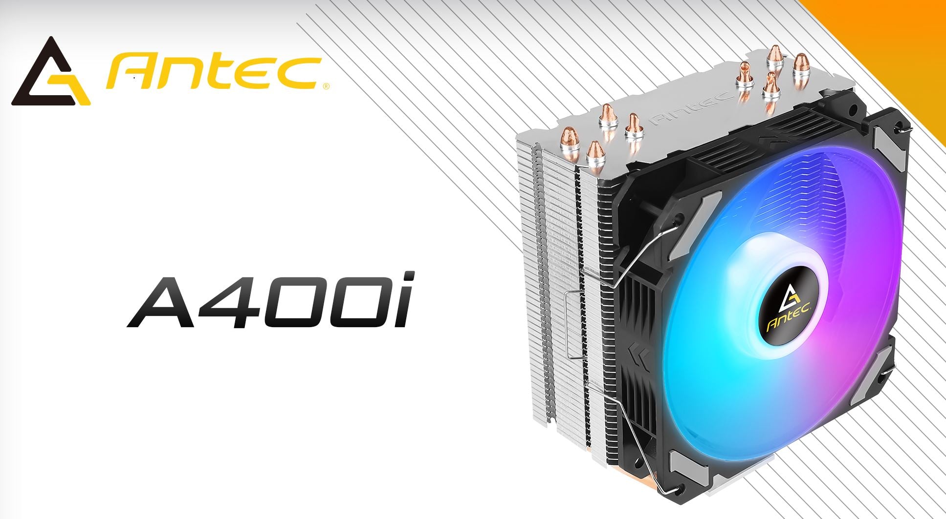 Antec A400i RGB , 72 CFM, 4 Direct Heat-Pipes, 120mm PWM RGB Fan,1700, 115X, 1200, 2011, AM3, AM3+, AM4+, AM5, FM1, FM2, FM2+ CPU Cooler 1yr wty