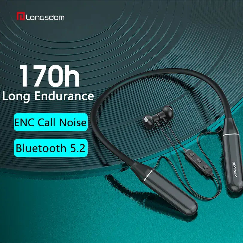 ENC Magnetic Wireless Earphone Sport Running Bluetooth 5.2 Neckband Headset Headphone with Mic Stereo Music For Huawei Xiaomi