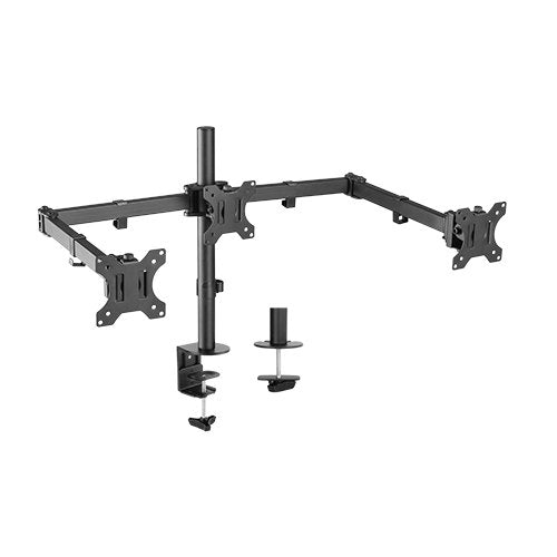 Brateck Triple Screens Economical Double Joint Articulating Steel Monitor Arms, Extended Arms & Free Rotated Double Joint,Fit Most 13"-27" Up to 7kg.