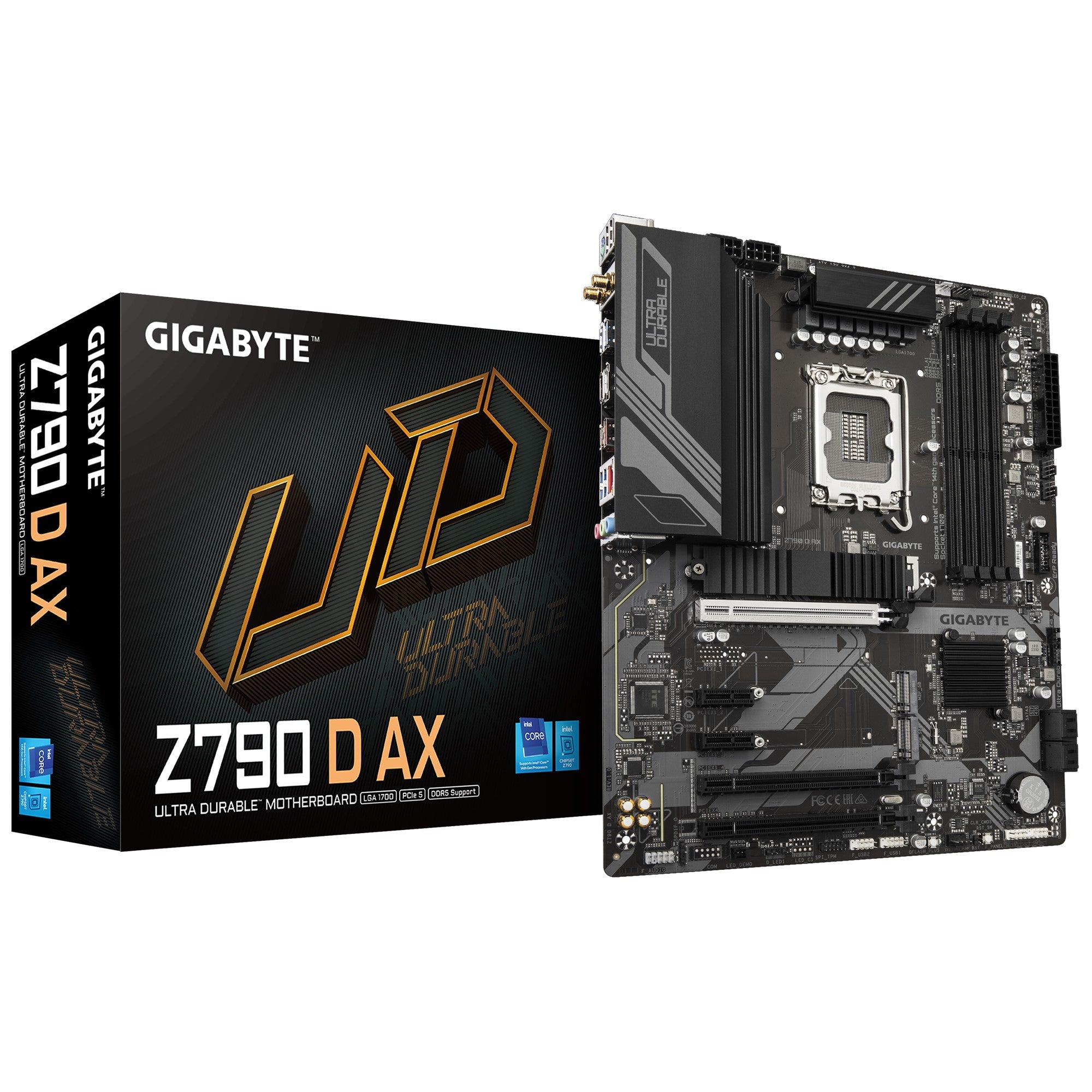 Gigabyte Z790 D AX Intel LGA 1700 ATX Motherboard, 4x DDR5 ~192GB, 2x PCI-E x16, 3x M.2, 6x SATA, 6x USB 3.2, 2x USB-C,2x USB 2.0