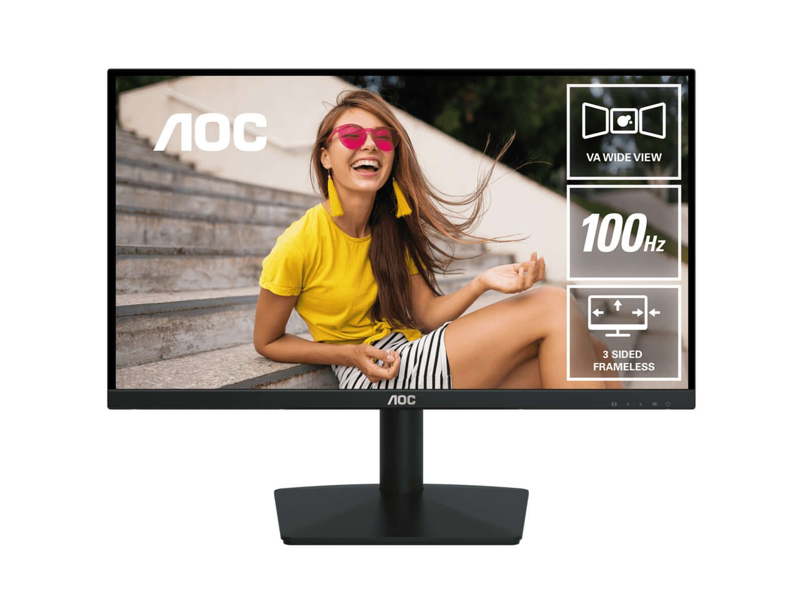 AOC 21.45"100Hz 1920 × 1080 (FHD) VGA × 1 HDMI 1.4 × 1 AdaptiveSync 3-Sided Frameless Low Blue Mode, Office, POS, Business, Uni, Home Monitor