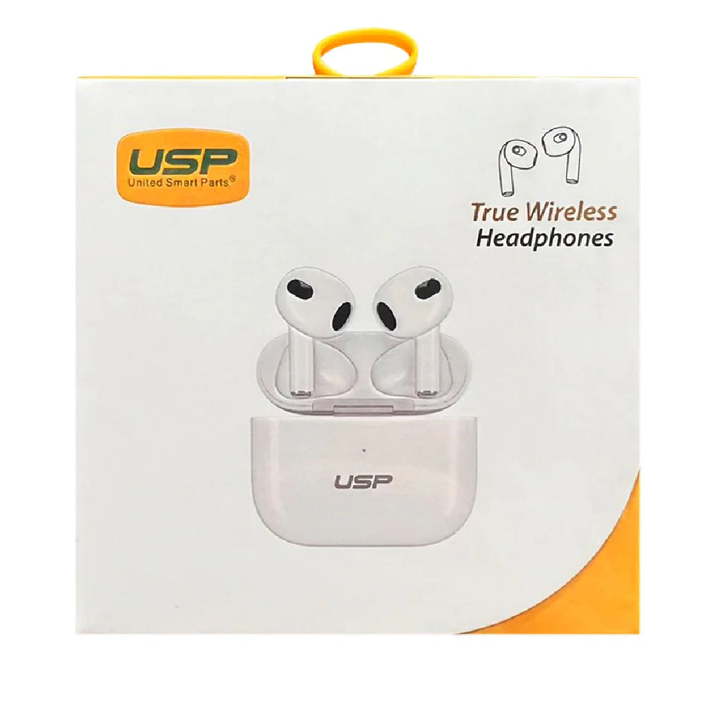 USP True Wireless Earphones/Headphones White BT231, Long Battery Life, Smart Touch, Coil Speaker, More Stable, Bluetooth 5.0 Technology