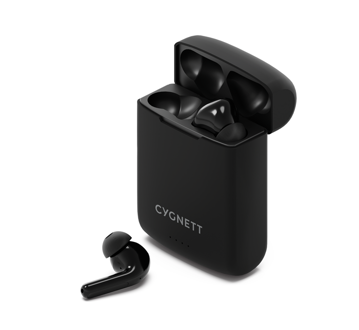 Cygnett FreePlay Solar Charging True Wireless Earbuds - Black (CY4969SOEAR) - Bluetooth 5.3 TWS, 10 Meter, 5 hours,Touch Control,Solar charging,2 Yrs