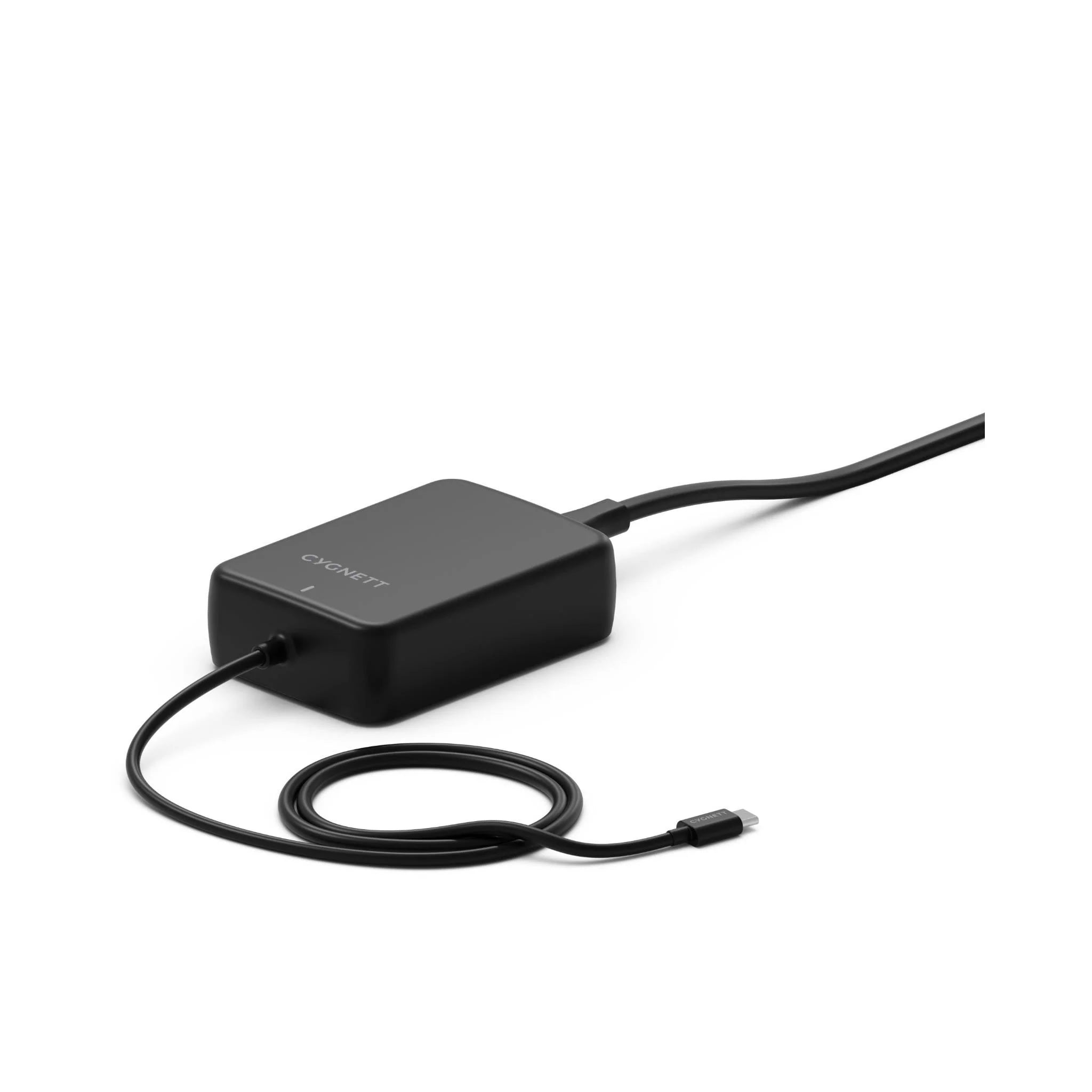 Cygnett PowerMaxx 65W PD GaN Laptop Charger - Black with integrated USB-C cable