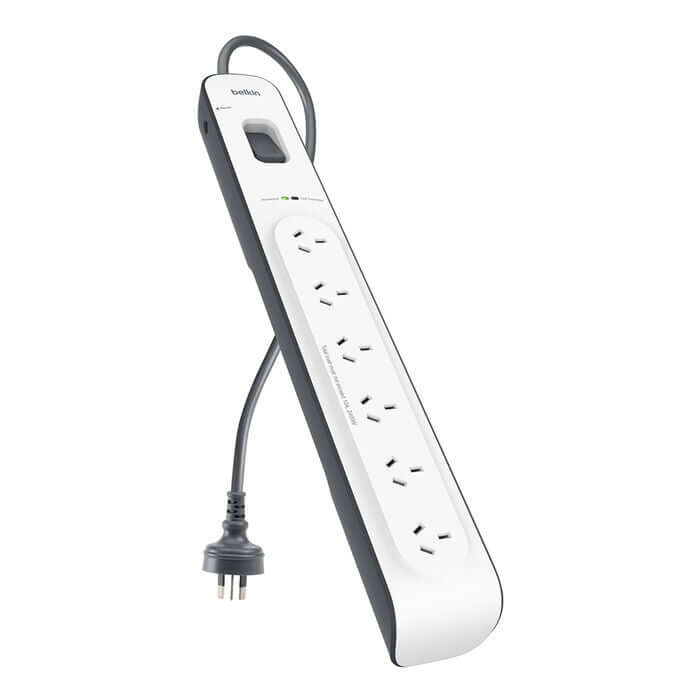 Belkin BSV603 6-Outlet 2-Meter Surge Protection Strip, Protects Against Spikes And Fluctuations, CEW $30,000,2YR, Power Board