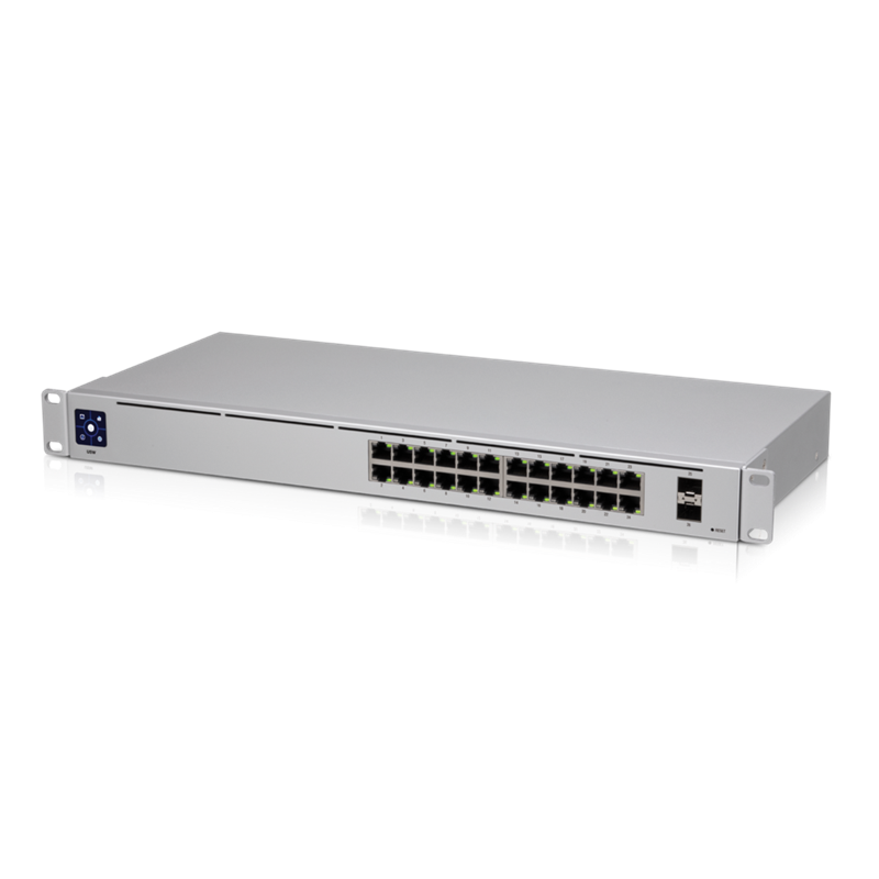 Ubiquiti UniFi 24 port Managed Gigabit Switch - 24x Gigabit Ethernet Ports, with 2xSFP - Touch Display - Fanless - GEN2