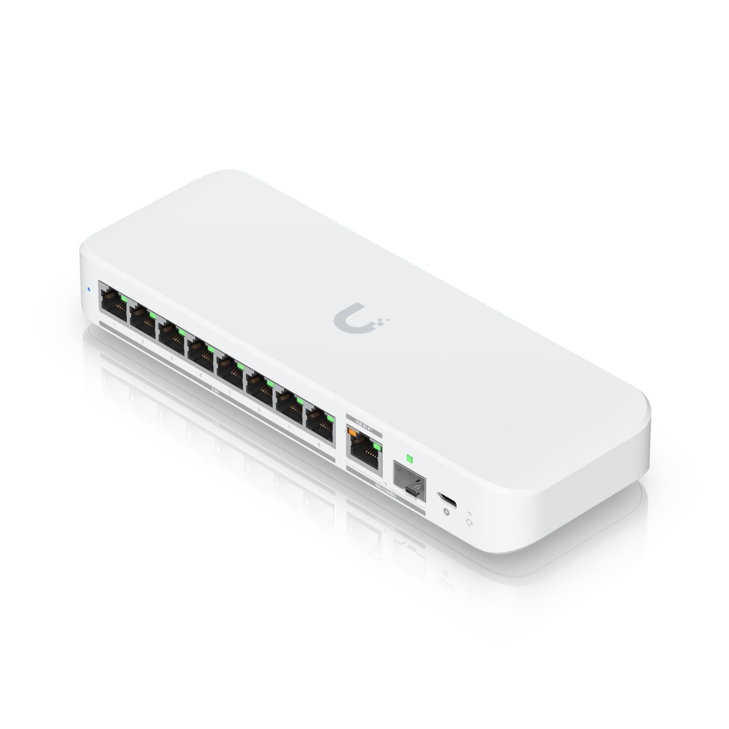 Ubiquiti Flex 2.5G, Flexible, 8-port 2.5 GbE Switch,10 GbE RJ45/SFP+ Combination Uplink Port, Powered With USB-C /PoE+ adapter