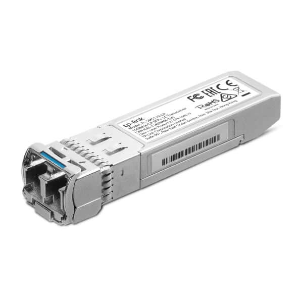 TP-Link TL-SM5110-LR 10GBase-LR SFP+ LC Transceiver, hot-pluggable, supports digital diagnostics, 10KM range.